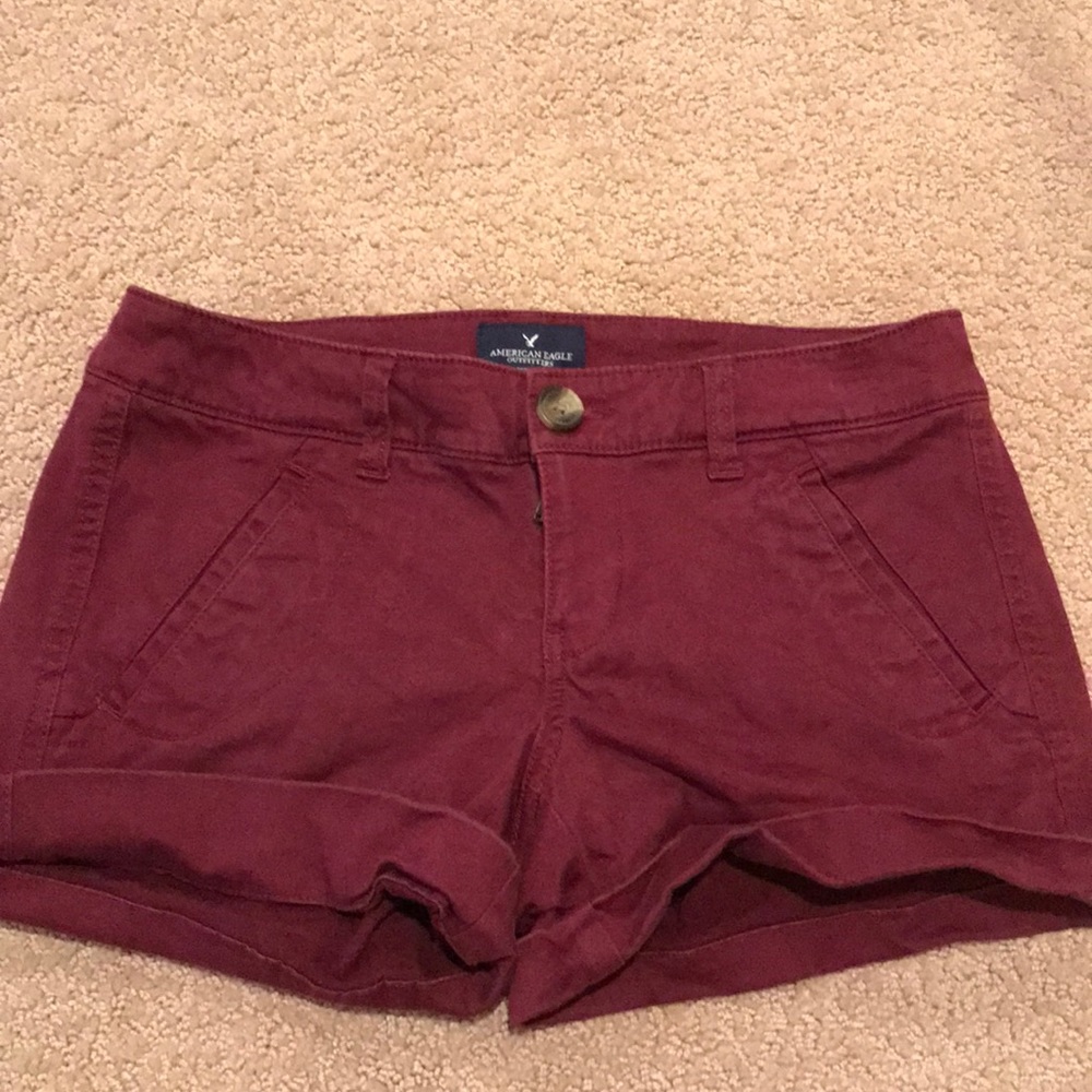 American Eagle Maroon Midi Shorts Size 2